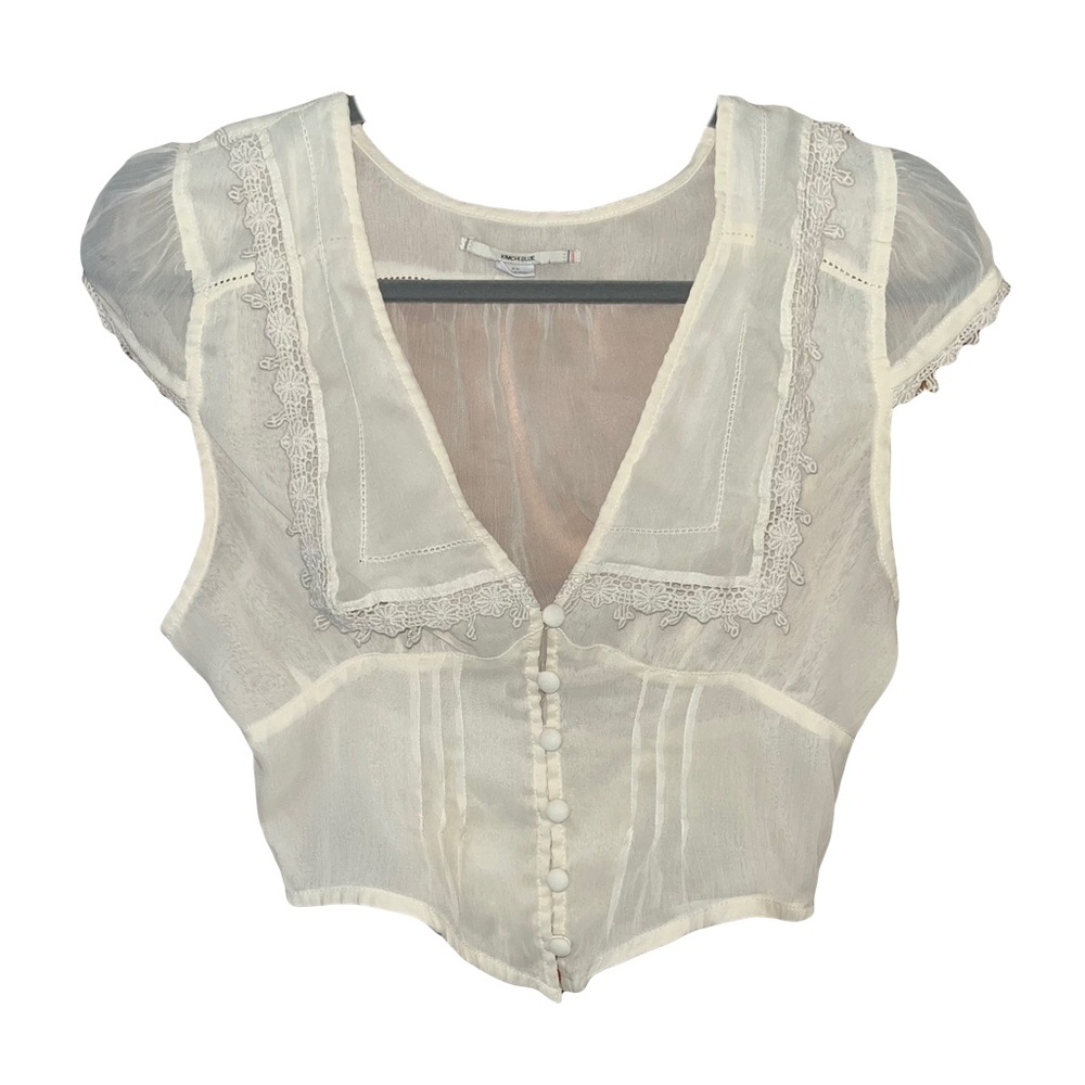 lace sheer button up corset blouse